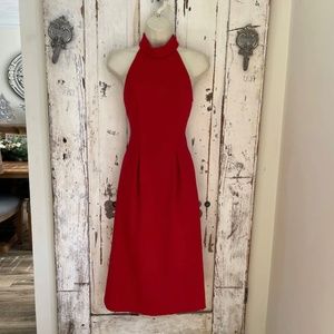 Calvin Klein Size 2 Woman's Red Sleeveless Midi Career Cocktail Holiday Dress